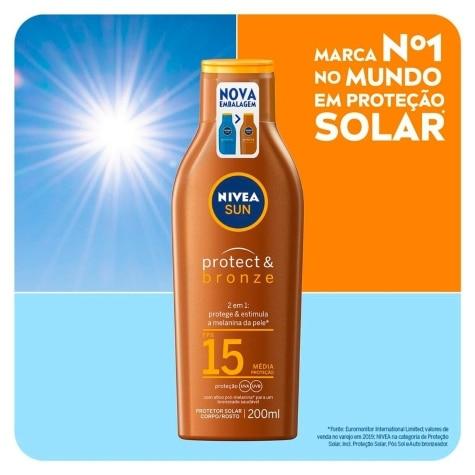 Protetor Solar Facial e Corporal Nivea Sun Protect & Bronze FPS15 200ml - Imagem 2