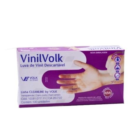 Luva de Vinil Descartável Sem Amido Volk Média 100 Unidades - Imagem 1