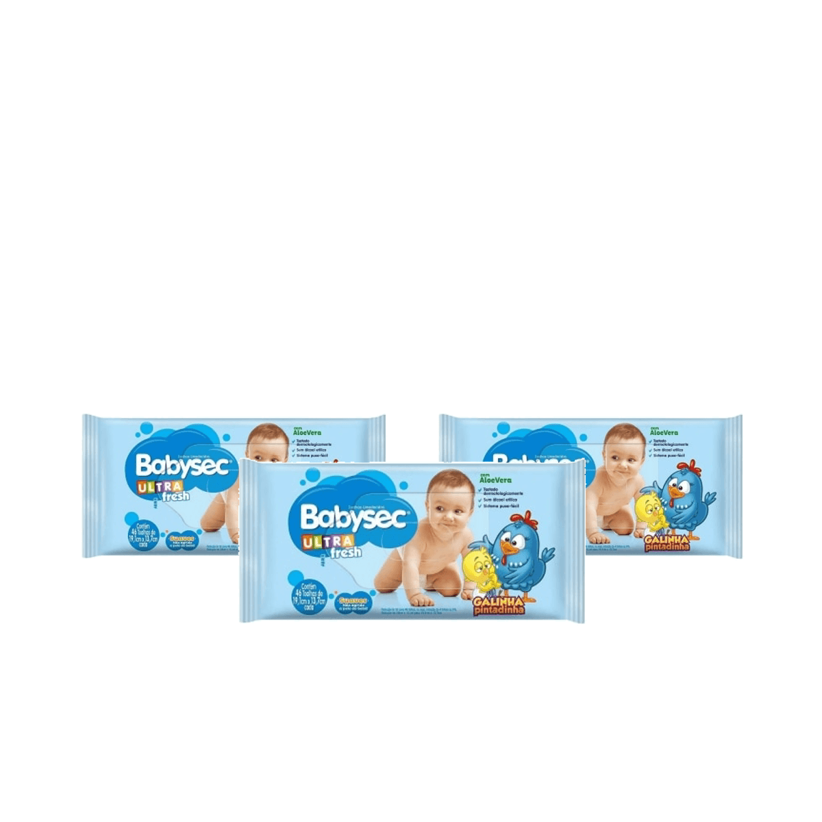 Kit 3 Unidades Toalhas Umedecidas Babysec Ultrafresh Galinha Pintadinha 46 Unidades - Imagem 1