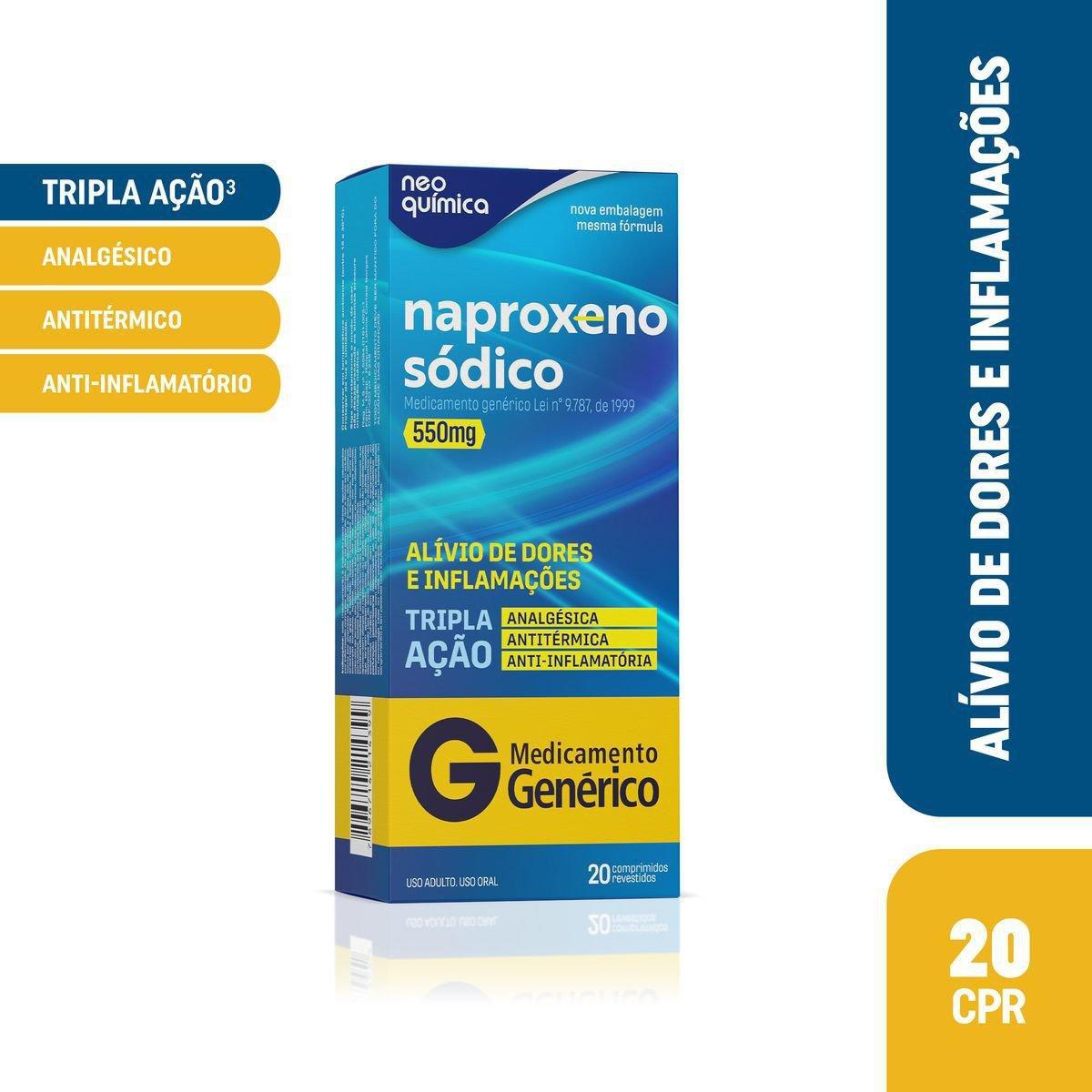 Naproxeno Sódico 550mg 20 Comprimidos Revestidos Neo Química Genérico - Imagem 2
