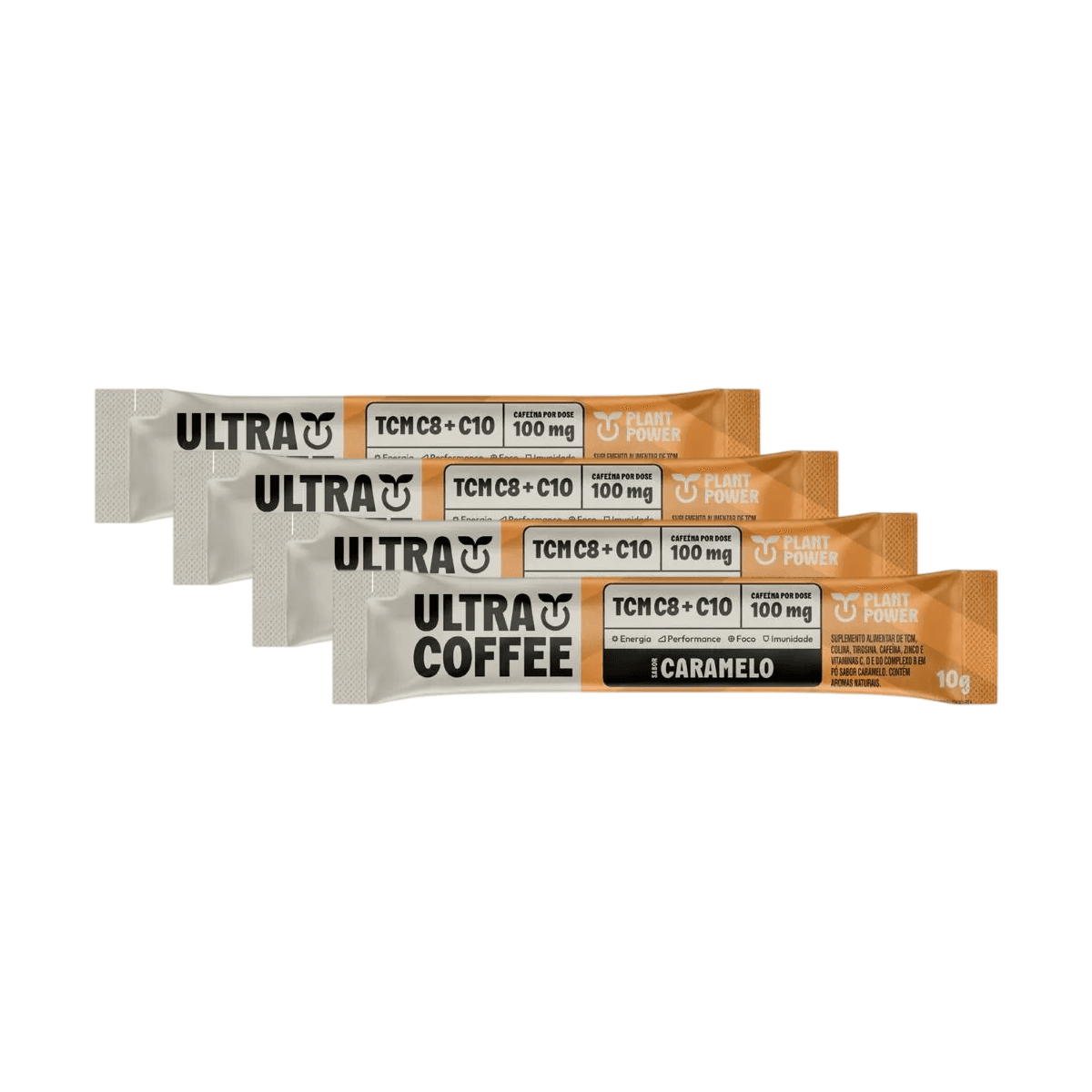 Kit de 4 unidades de Ultracoffee Plant Power Caramelo 10g - Imagem 1