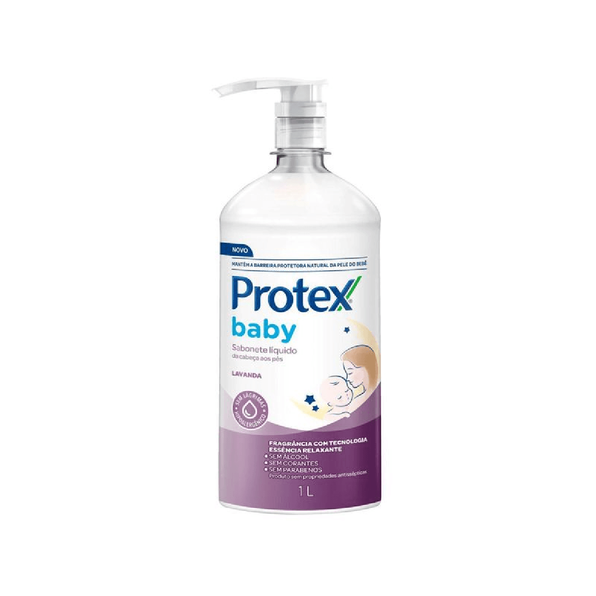 Sabonete Líquido da Cabeça aos Pés Lavanda Protex Baby Frasco 1l Pump - Imagem 1