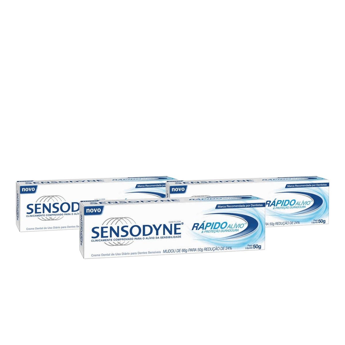 Kit 3 Unidades Creme Dental Sensodyne Rápido Alívio 50g - Imagem 1