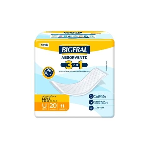Absorvente para Incontinência Urinária Bigfral Plus Regular Tamanho Único 20 Unidades - Imagem 1