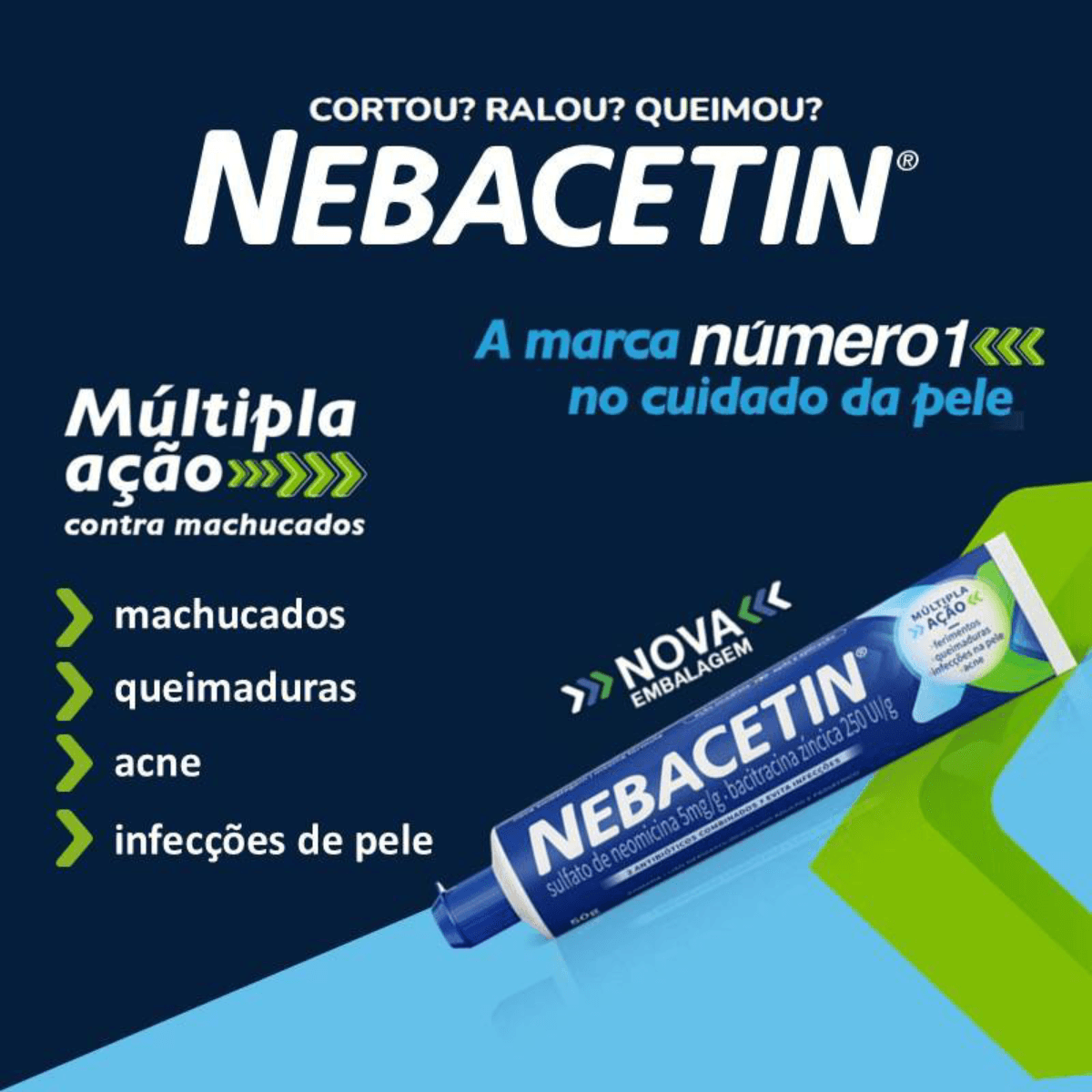 Nebacetin Pomada 5mg + 250UI 50g - Imagem 3