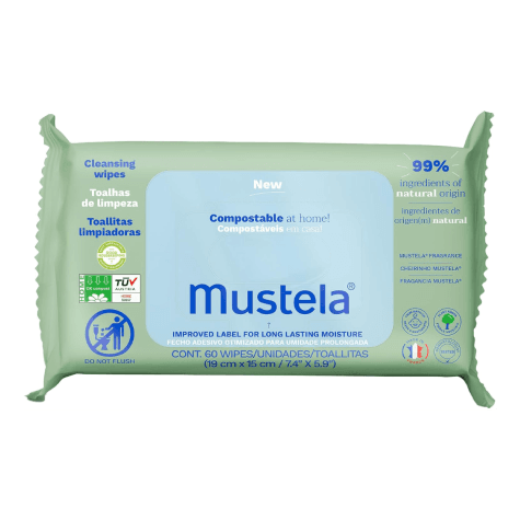 Lenço Umedecido Mustela Todo tipo de Pele Com Perfume 60 Unidades - Imagem 1