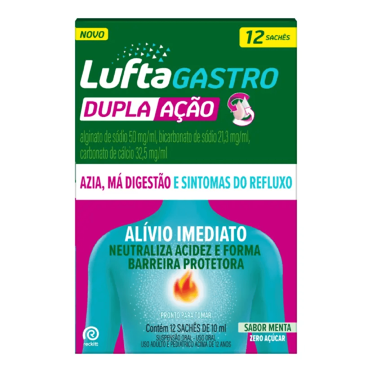 LuftaGastro Dupla Ação Menta 12 Sachês 10ml cada - Imagem 1