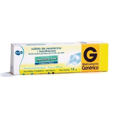 Sulfato de Neomicina + Bacitracina Pomada 5mg + 250UI 15g EMS Genérico - Imagem 1