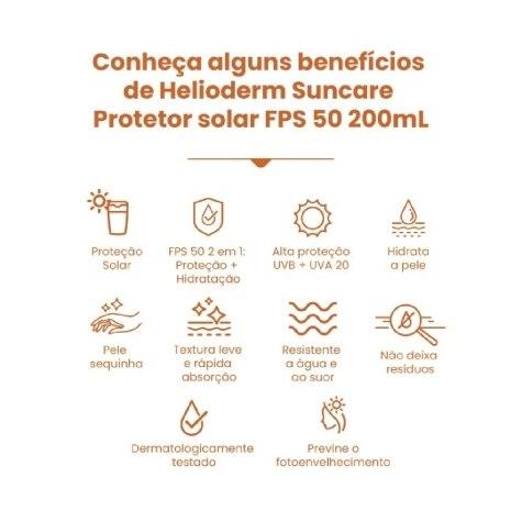 Protetor Solar Corporal Helioderm Suncare FPS50 200ml - Imagem 3
