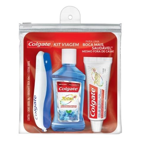 Kit Viagem Colgate Escova Portatil+ Enxaguante 60ml+Creme Dental 30g - Imagem 1
