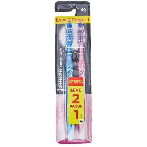 Escova Dental Johnson's Confort Clean Reach Média 40 Leve 2 Pague 1 - Imagem 1