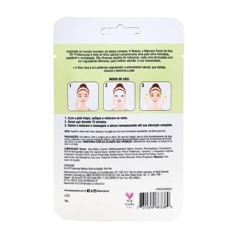 Máscara Facial de Algodão Kiss New York Aloe Vera Hidratante e Calmante 20ml - Imagem 2