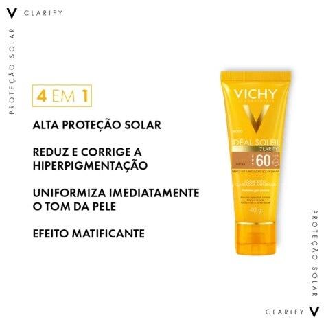 Protetor Solar Facial Vichy Ideal Soleil Clarify FPS60 Media 40g - Imagem 4