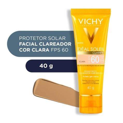 Protetor Solar Facial Vichy Ideal Soleil FPS60 Gel Creme Cor Clara 40g - Imagem 2