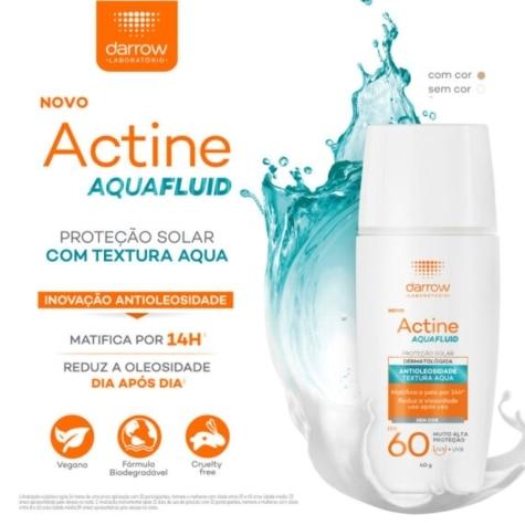 Protetor Solar Facial Actine Aquafluid FPS60 Incolor 40g - Imagem 3