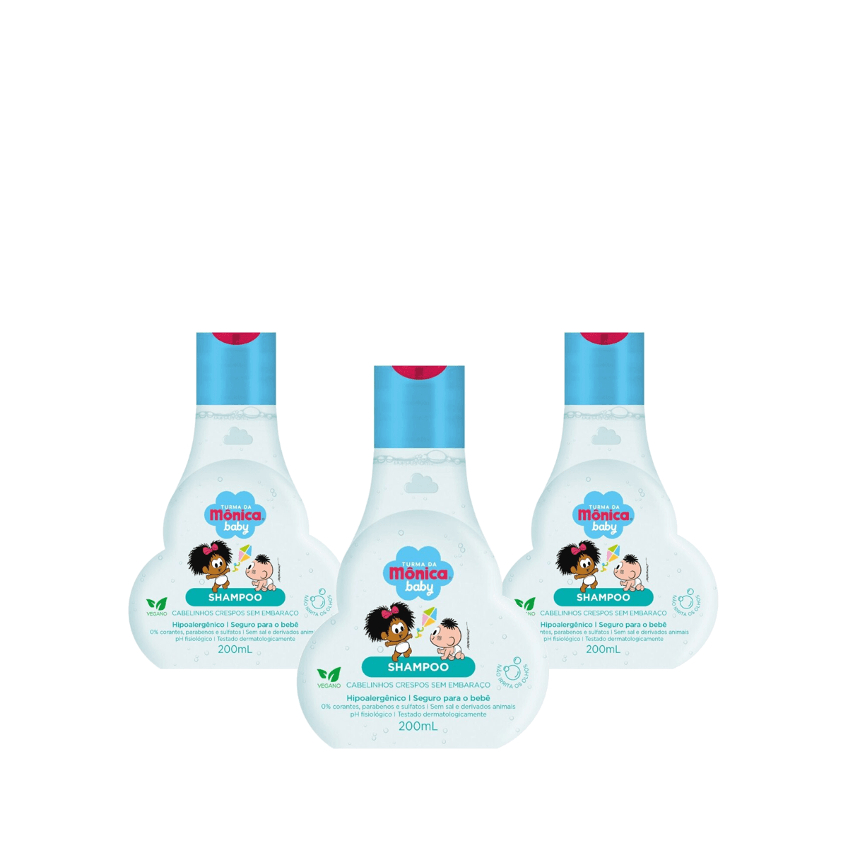 Kit 3 Unidades Shampoo Turma da Mônica Baby Cabelinhos Crespos sem Embaraço 200ml - Imagem 1