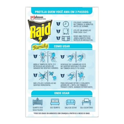 Repelente Elétrico Raid Líquido 45 Noites Family Refil 32,9ml - Imagem 3