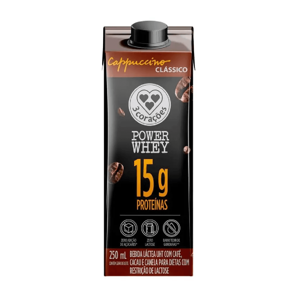 Cappuccino 3 Corações Power Whey 250ml - Imagem 1