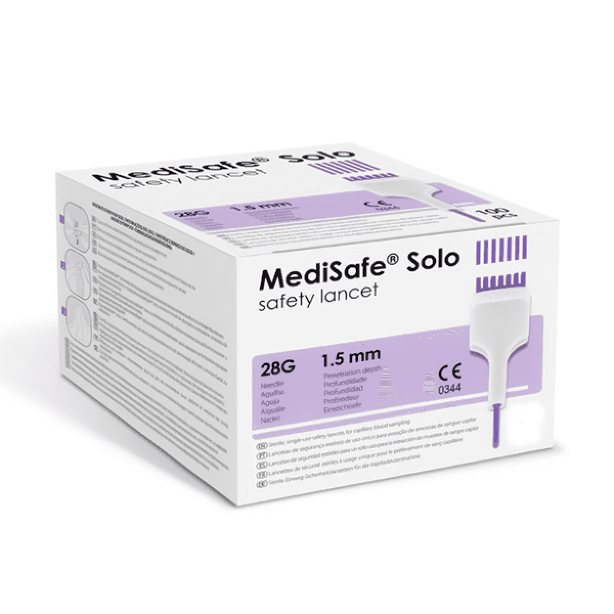 Lancetas Medisafe Solo Roxa 100 Unidades - Imagem 1
