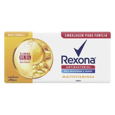 Kit Sabonete em Barra Rexona Antibacterial Multivitaminas 84g 6 Unidades - Imagem 1