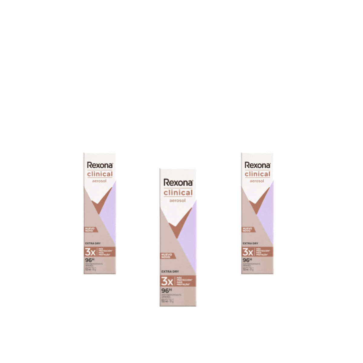 Kit 3 Unidades Desodorante Aerosol Rexona Clinical Extra Dry 150ml - Imagem 1