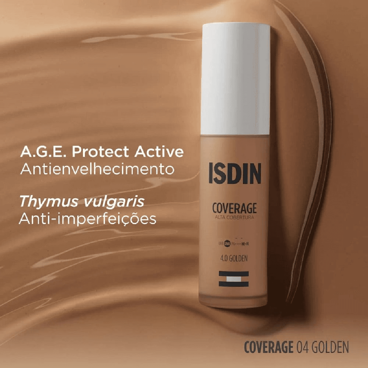 Protetor Solar Facial ISDIN Coverage Alta Cobertura 4.0 Golden FPS60 30g - Imagem 2