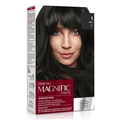 Tinta de Cabelo Permanente Amend Magnific Color Creme - 1 Preto - Imagem 2