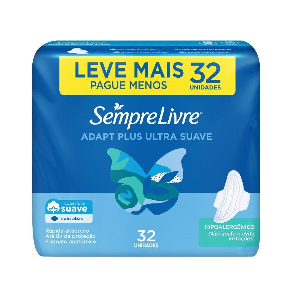 Absorvente Cobertura Ultra Suave com Abas Sempre Livre 32 Unidades Leve mais Pague Menos