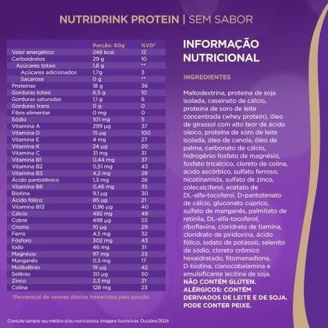 Suplemento Alimentar Nutridrink Protein Sem Sabor 700g - Imagem 2