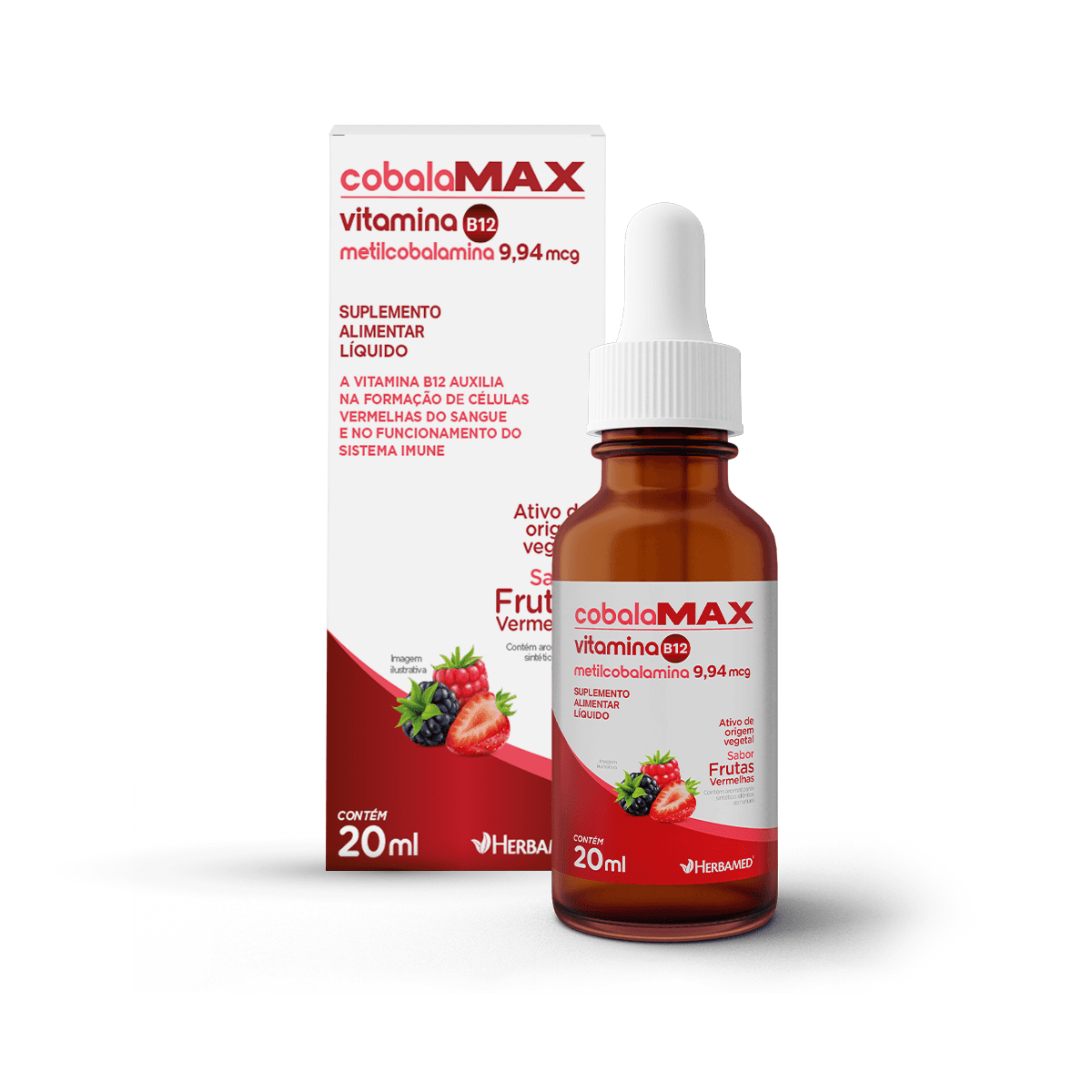 CobalaMax Vitamina B12 20Ml Frutas Vermelhas - Herbamed - Imagem 1