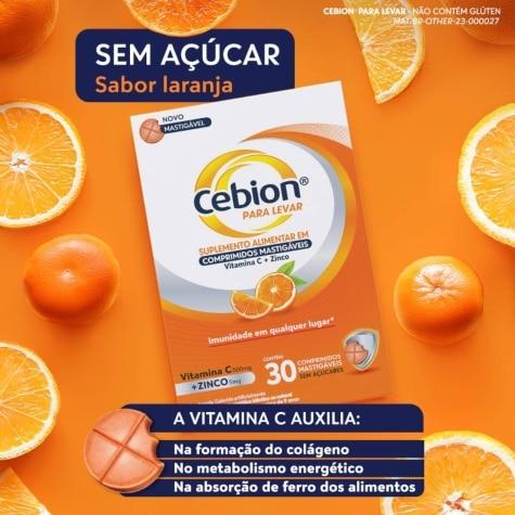 Cebion para Levar Sabor Laranja 30 Comprimidos Mastigáveis - Imagem 2