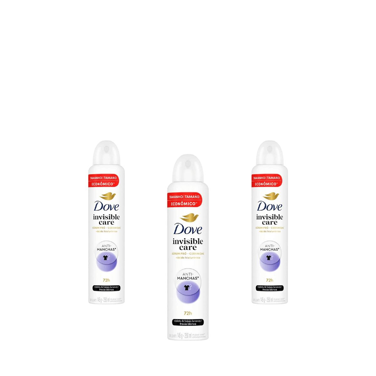 Kit 3 Unidades Desodorante Aerosol Dove Invisible Dry 0% Álcool 250ml Leve mais Pague menos - Imagem 1