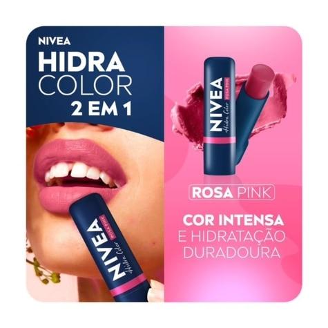 Hidratante Labial Nivea Hidra Color 2 em 1 Rosa Pink 4,8g - Imagem 3