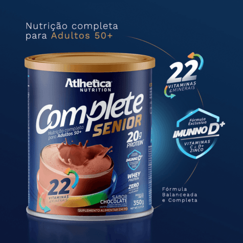 Suplemento Alimentar Atlhetica Nutrition Complete Senior 50+ Sabor Chocolate 350g - Imagem 5