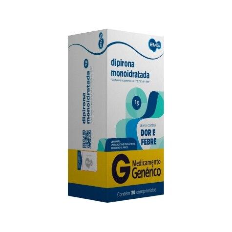 Dipirona Monoidratada 1g 20 Comprimidos EMS Genérico - Imagem 1