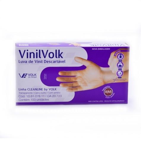 Luva de Vinil Volk com Pó Média 100 Unidades - Imagem 1