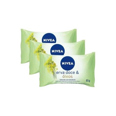 Kit 3 Unidades Sabonete em Barra Nivea Erva Doce & Óleos 85g - Imagem 1