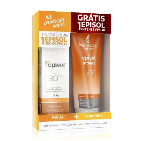 Kit Protetor Solar Facial Episol Sec OC FPS30 Pele Oleosa 60g Grátis Protetor Facial e Corporal Episol Intense FPS30 200ml - Imagem 1
