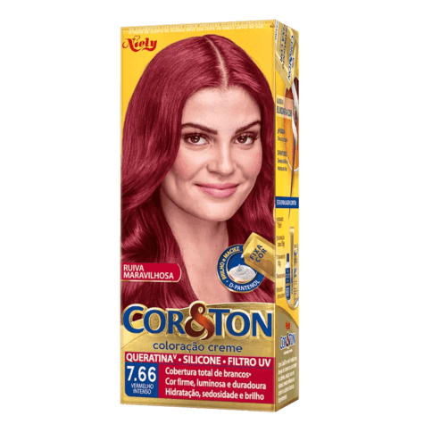 Tintura Cor&ton Niely Coloração Creme 7.66 Vermelho Intenso 135g - Imagem 1