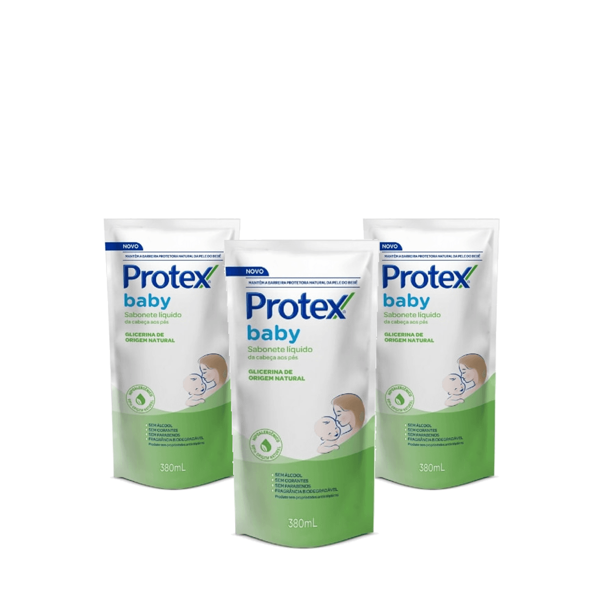 Kit 3 Unidades Sabonete Líquido Protex Baby Glicerina Natural Refil 380ml - Imagem 1