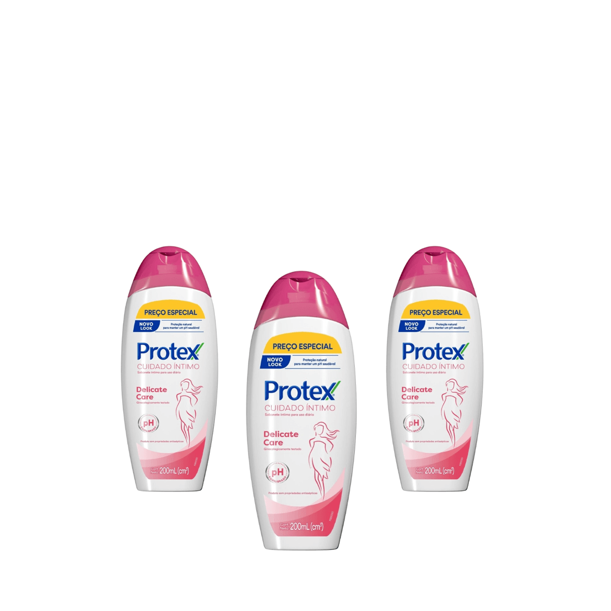 Kit 3 Unidades Sabonete Líquido Intímo Protex Delicate Care Leve 200ml Pague 150ml - Imagem 1