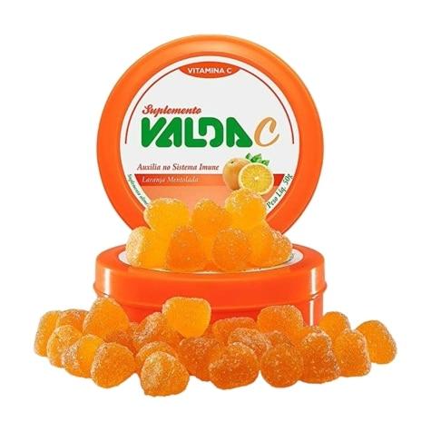 Balas de Gelatina Valda C Sabor Laranja Mentolada 50g - Imagem 1