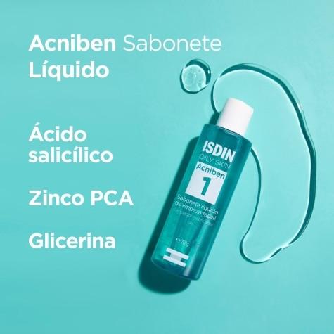 Sabonete Líquido Isdin Oily Skin Acniben 1 Facial 208g - Imagem 3
