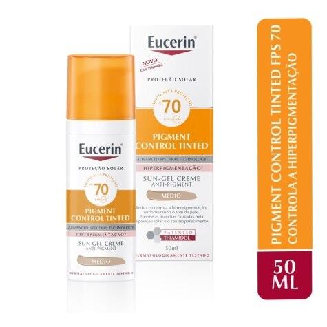 Protetor Solar Facial Eucerin Sun Pigment Control Tinted FPS70 Creme Cor Médio 50ml - Imagem 2