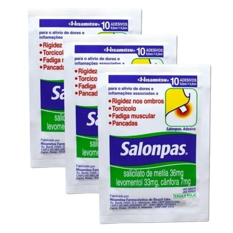 Kit 3 Unidades Salonpas Adesivo Pequeno 10 Unidades - Imagem 1