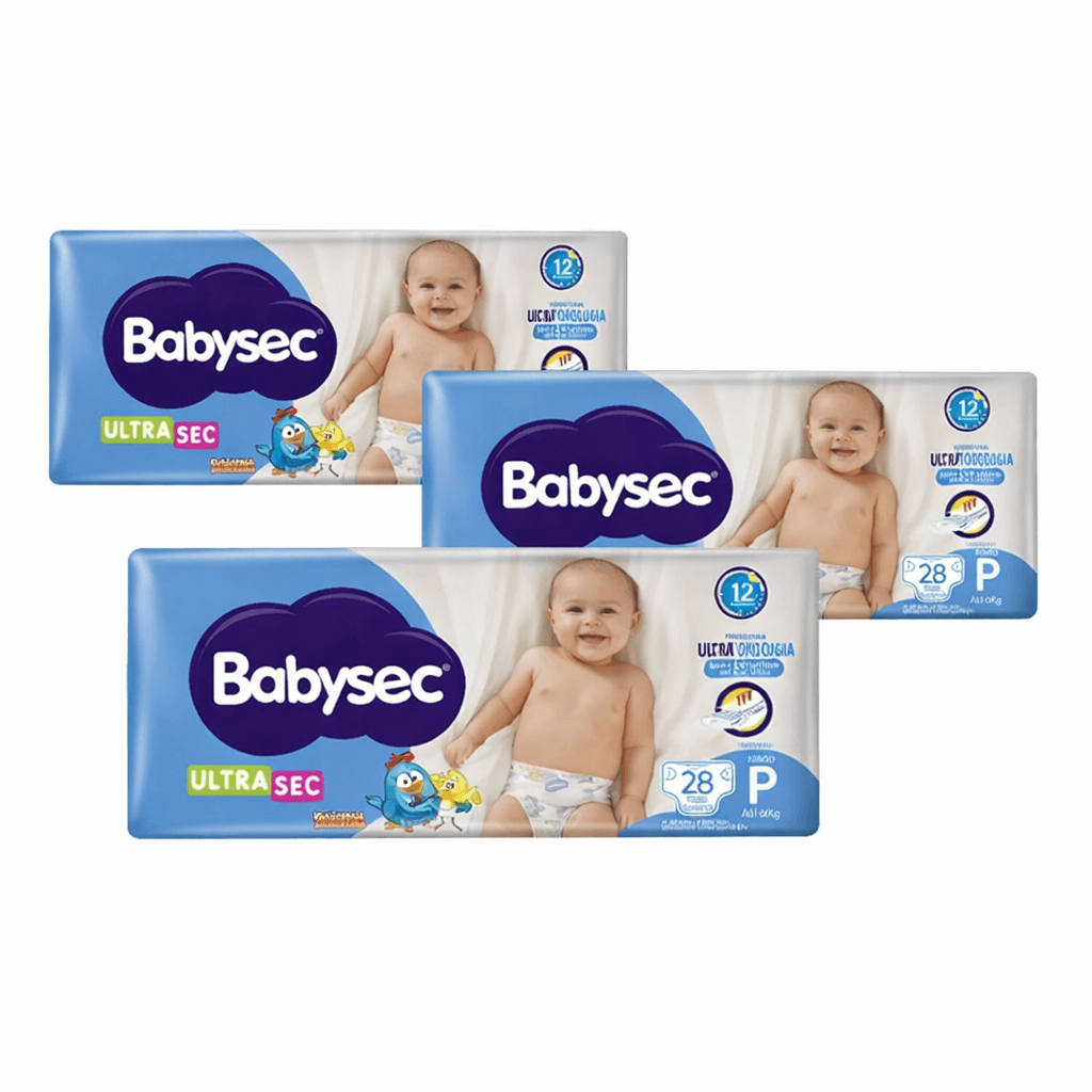 Kit 3 Unidades Fralda Babysec Galinha Pintadinha Ultrasec P 28 Unidades - Imagem 1