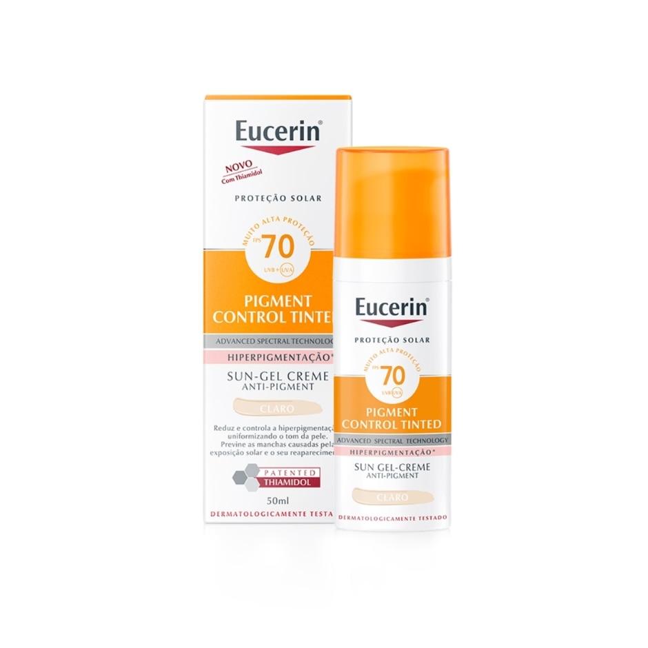Protetor Solar Facial Eucerin Pigment Control Tinted FPS70 Gel Creme Cor Claro 50ml