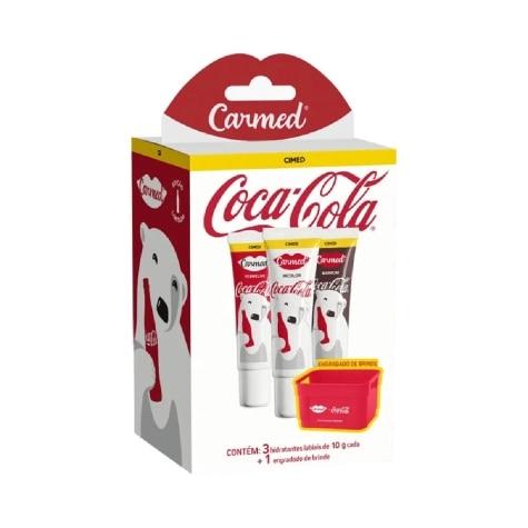 Kit Carmed Coca-Cola Hidratante Labial Vermelho + Marrom + Incolor 10g 3 unidades - Imagem 1