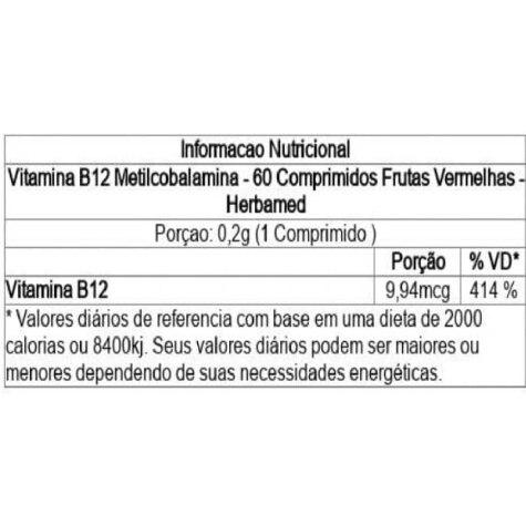 Suplemento Alimentar Supra Vitamina B12 Sabor Frutas Vermelhas 60 Comprimidos Mastigáveis - Imagem 2