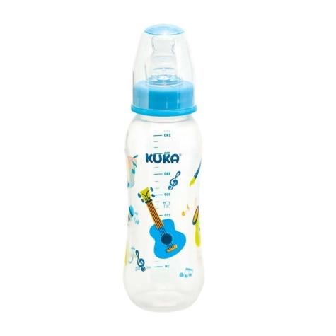 Mamadeira Ortodôntico Kuka Natural Color Azul 6m+ 250ml - Imagem 1
